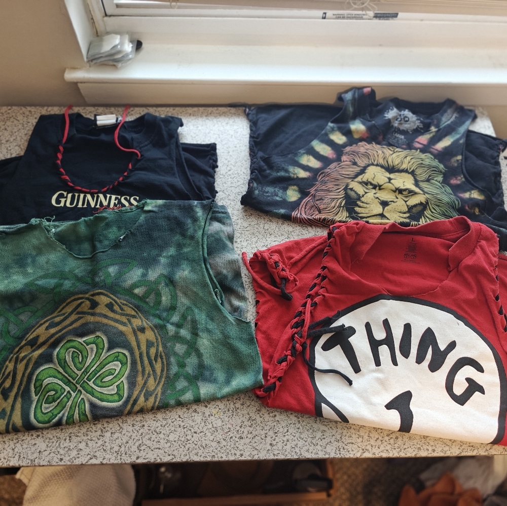 4 Recycled Tank Top M Med Biker Irish Guinness Rasta Cotton